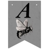 ハッピーバースデーゴシック大型ビースカルウインググレイ バンティングフラッグ (第2の旗)