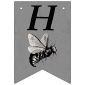 ハッピーバースデーゴシック大型ビースカルウインググレイ バンティングフラッグ (第1の旗)