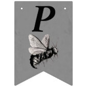 ハッピーバースデーゴシック大型ビースカルウインググレイ バンティングフラッグ (第3の旗)