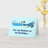 ハッピーバースデーゴッドソン飛行機 カード (黄色い花)