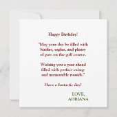 ハッピーバースデーゴルフ用打球水 カード (裏面)