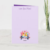 ハッピーバースデーゴージャスなガールフレンドの鳥パープル カード (裏面)