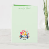 ハッピーバースデーゴージャスなボーイフレンドの鳥の緑 カード (裏面)