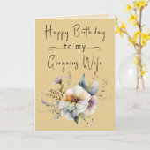ハッピーバースデーゴージャスな妻の花の砂 カード (黄色い花)