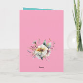 ハッピーバースデーゴージャスな妻の花ターコイズ カード (裏面)