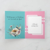 ハッピーバースデーゴージャスな妻の花ターコイズ カード (内部)