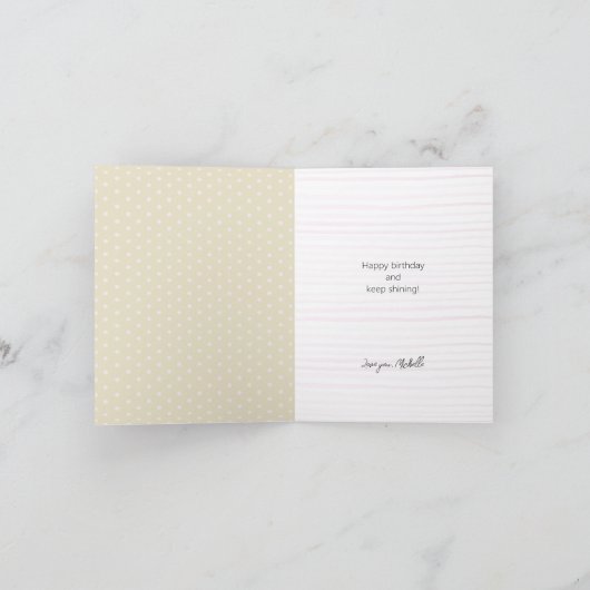 ハッピーバースデーゴールデングリッター名前をカスタムする ノートカード (内部)