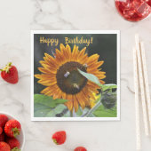 ハッピーバースデーゴールデンサンフラワー スタンダードランチョンナプキン (インサイチュ)