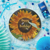 ハッピーバースデーゴールデンサンフラワー ペーパープレート (パーティー)