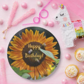 ハッピーバースデーゴールデンサンフラワー ペーパープレート (パーティー)