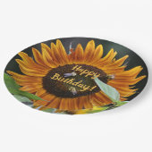 ハッピーバースデーゴールデンサンフラワー ペーパープレート (アングル)