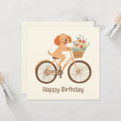 ハッピーバースデーゴールデンドルドッグサイクリング春 カード (正面/裏面インサイチュ)