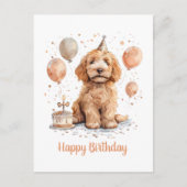 ハッピーバースデーゴールデンドールドッグお誕生日ケーキ ポストカード (正面)