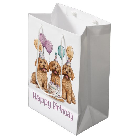 ハッピーバースデーゴールデンドールドッグスお誕生日ケーキ ミディアムペーパーバッグ (正面アングル)