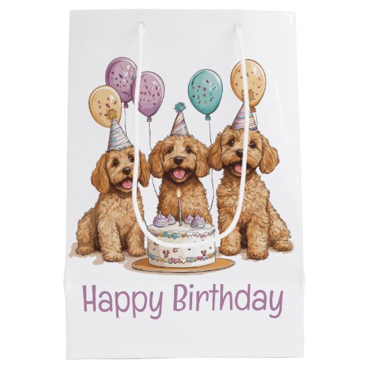 ハッピーバースデーゴールデンドールドッグスお誕生日ケーキ ミディアムペーパーバッグ (裏面)
