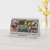 ハッピーバースデーゴールデンリトリーバーマムコラージュ カード (黄色い花)