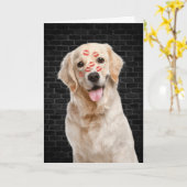 ハッピーバースデーゴールデンリトリーバー カード (黄色い花)