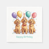 ハッピーバースデーゴールデンレトリバードッグ スタンダードカクテルナプキン (正面)