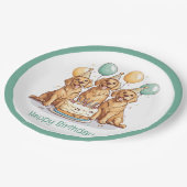 ハッピーバースデーゴールデンレトリバードッグ ペーパープレート (アングル)