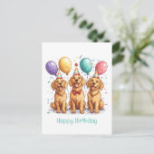 ハッピーバースデーゴールデンレトリバードッグ ポストカード (スタンド正面)