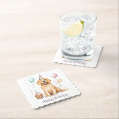 ハッピーバースデーゴールデンレトリーブドッグ ペーパーコースター (インサイチュ)