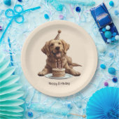 ハッピーバースデーゴールデンレトリーブドッグ ペーパープレート (パーティー)