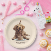 ハッピーバースデーゴールデンレトリーブドッグ ペーパープレート (パーティー)