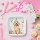 ハッピーバースデーゴールデンレトリーブドッグ ペーパープレート (パーティー)