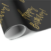ハッピーバースデーゴールドフォイルとブラック ラッピングペーパー (ロールコーナー)