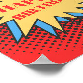 ハッピーバースデーサイン、スーパーヒーローパーティーポスター、レッド ポスター (角)