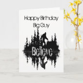 ハッピーバースデーサスカッチ、ビッグ足レイク反射 カード (黄色い花)