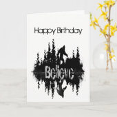 ハッピーバースデーサスカッチ、ビッグ足レイク反射 カード (黄色い花)