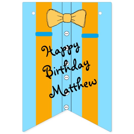ハッピーバースデーサスペンダーとボウタイ バンティングフラッグ (第1の旗)