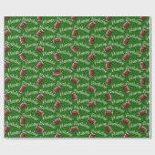 ハッピーバースデーサッカーオングリーン ラッピングペーパー (フラット)