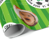 ハッピーバースデーサッカーテーマ写真コラージュ ラッピングペーパー (ロールコーナー)