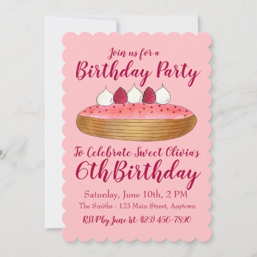 ハッピーバースデーサマーラズベリーの実 招待状 (正面)