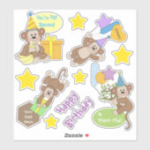 ハッピーバースデーサルとスター シール (シート)