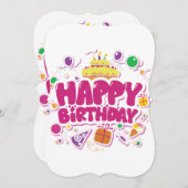 ハッピーバースデーサンキューカード (正面/裏面)