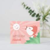 ハッピーバースデーサンキュート漫画バードガール ポストカード (スタンド正面)