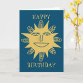 ハッピーバースデーサンシャインブルー カード (黄色い花)