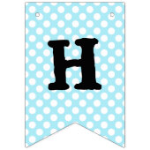 ハッピーバースデーサンシャインブルー&金ゴールド水玉模様 バンティングフラッグ (第2の旗)