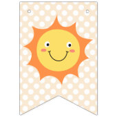 ハッピーバースデーサンシャインブルー&金ゴールド水玉模様 バンティングフラッグ (第1の旗)