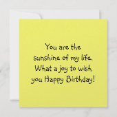 ハッピーバースデーサンシャイン！ カード (裏面)
