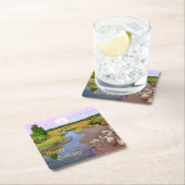 ハッピーバースデーサンセットシーショア スクエアペーパーコースター (インサイチュ)