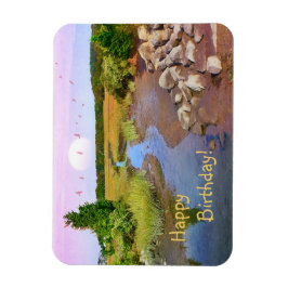 ハッピーバースデーサンセットシーショア マグネット