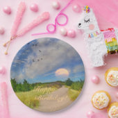 ハッピーバースデーサンセットパスからビーチ ペーパープレート (パーティー)