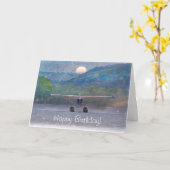 ハッピーバースデーサンセット水上機 カード (黄色い花)