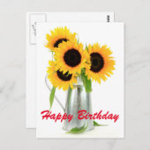 ハッピーバースデーサンフラワーズブーケポストカード ポストカード (正面/裏面)