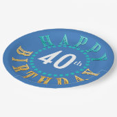 ハッピーバースデーサークル星ブルーID527 ペーパープレート (アングル)