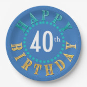 ハッピーバースデーサークル星ブルーID527 ペーパープレート (正面)